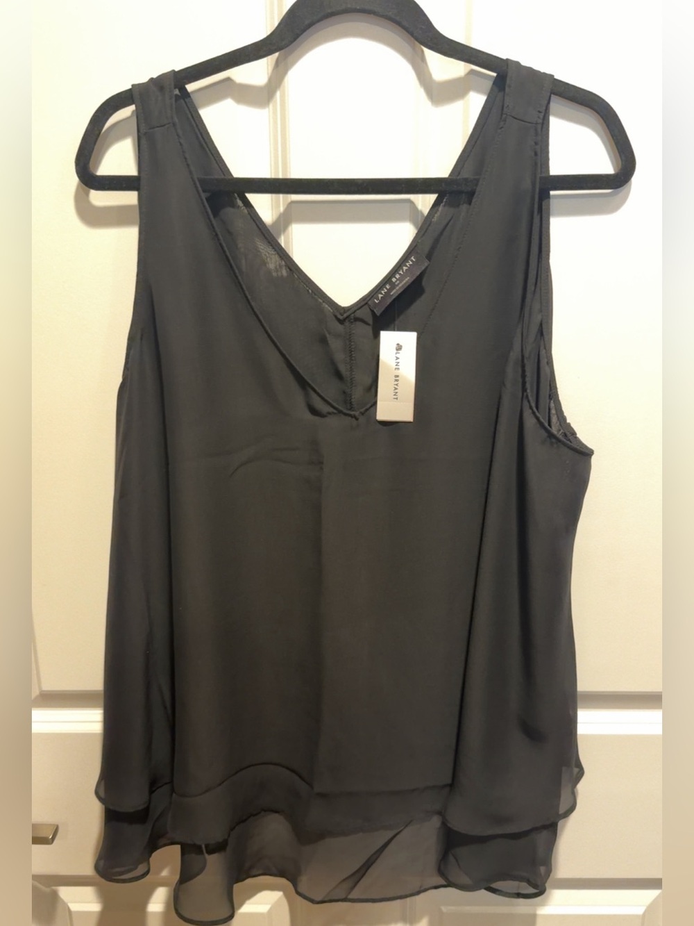Lane Bryant Black Layered V-Neck Chiffon Camisole
